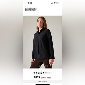 NWT Athleta Everlasting/Urbanite Top (Black)